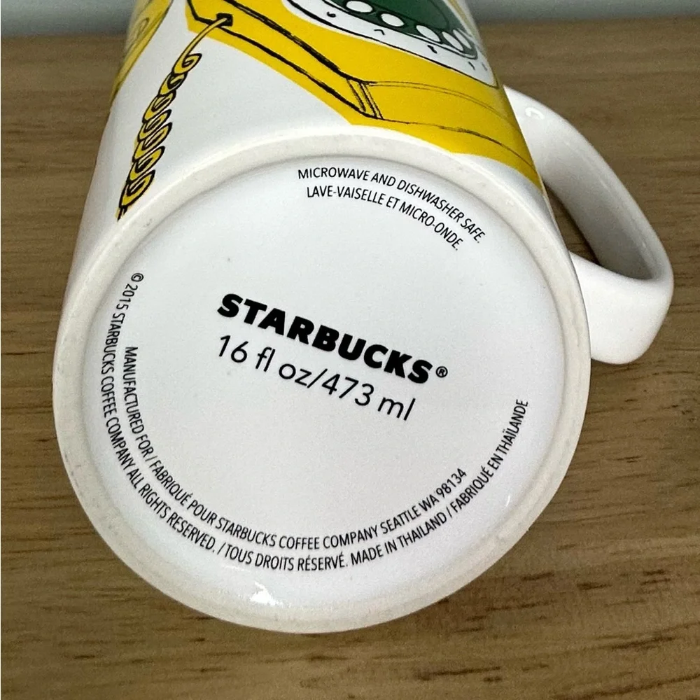 Starbucks 16 oz retro Hello telephone 2015‎ white yellow green coffee mug EUC